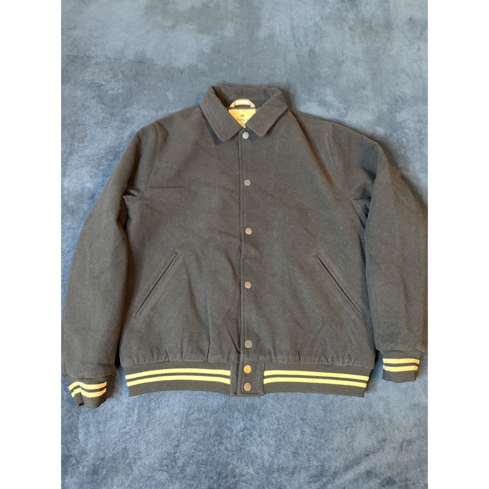 The Normal Brand Varsity Jacket Navy Blue Men’s Sz L Quilted Lining 5%Rayon